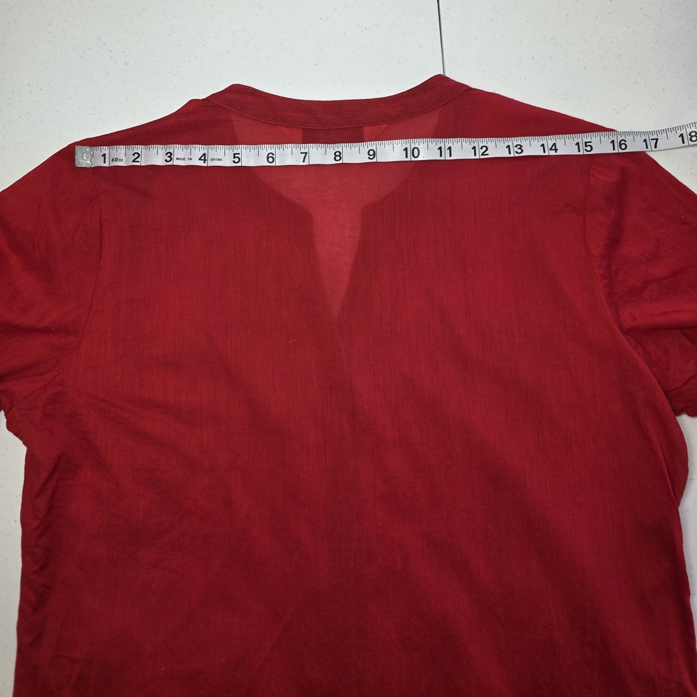 Boho Festival Top Red Embroidered 100% Cotton Tunic Kurta Ethnic Rita Kumar S/M - Picture 8 of 8
